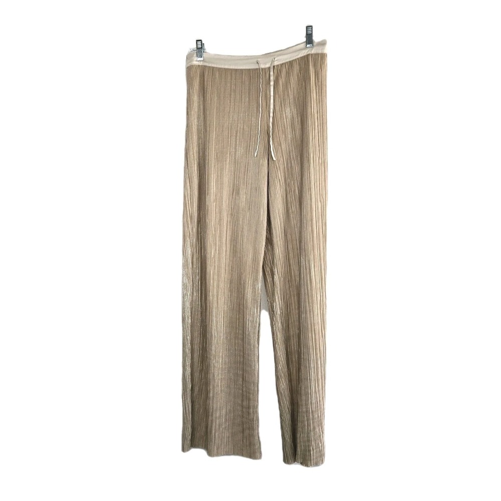 Victoria's Secret Gold Plisse Sleep Pants‎ Size M Pleated Wide Leg Loungewear
